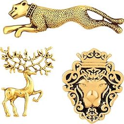 Combo of Deer, Jaguar and Lion Face Shaped Wedding Brooch/Lapel Pin for Men (CO1105478G)-image-72