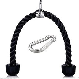 Zipzell® Sports Triceps Rope, 27-Inch Nylon Cable Attachment, Heavy-Duty with Steel Carabiner, Black-picture-22