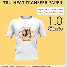 TransOurDream Light 1.0 - Heat Iron on Transfer Paper for Light and White Fabrics (5 Sheets, A4) Transfers Paper Iron-on for Light T-shirts Printable Heat Vinyl Transfer for Inkjet Printer-image-81