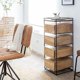 MANGO TRUNK Wooden 04 Drawer TALLBOY | Metal Stand | Natural Finish | Lacquer Finish | Storage Unit | Furniture for Home | 38X40X95 CMS-image-84