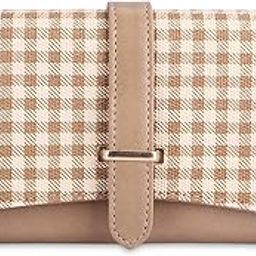 Dhanvi Collection PVC Checks Design Snap Flap Closure Womens Wallet Clutch Ladies Purse with Multiple Card Holders (Light Brown)-38