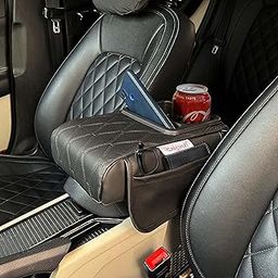 Carigiri ComfiRest Pro Car Armrest Cushion with Cup Holder| Arm Cushion| Universal for All Cars| Armrest with Mobile Holder| Height Armrest Pad(Black, Utility Pockets,Dual Cup Holder, Mobile Holder)-29