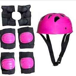 Black Protective Gear Set with Helmet, Knee Pads, Elbow Pads for Sports and Activities, 7 Pieces (Pink)-image-43
