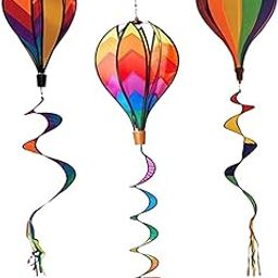 BEBEMOKO 3pcs Hot Air Balloon Wind Spinners Colorful Decorative Garden Windmills for Outdoor Decor for Festivals Birthdays and Nursery Decoration-image-62