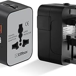Embox Universal Charger Adapter 224+ Countries Support Travel Adapter International All in One Worldwide International Travel Adapter Type C Compatible (Black-Type C)-13
