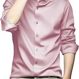 Solid Satin Regular Fit Full Sleeve Collared Neck Wedding Shirt Comfortable Shirt for Men-image-75