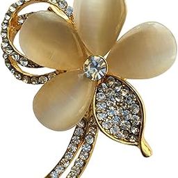 Metal Twisted Petal Brooch (Golden) for Men and Women-image-94