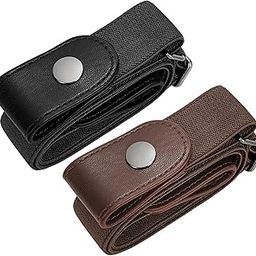 No Buckle Elastic Stretch Belts for Men and Women, Comfortable Invisible Belts for Jeans Pants, H-black+coffee, S--M:Waist size 24''-34''-6