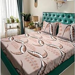 Klotthe Book Fold Brown Floral 300 TC Cotton Blend Double Bedsheet & 2 Pillow Covers-image-24