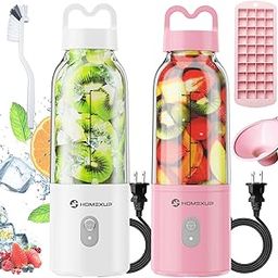 Homexup - Personal blender for smoothies and smoothies, capacity of 400 ml (pink and white)-image-3