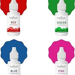 VEDANUM DIY Premium Liquid Colors for Soap Making, Bath Bombs, Bath Salts, Cosmetics, Skin Friendly Pigments, Pack of 4 (15 ml Each) Red, Green, Blue, Pink-image-81