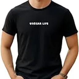 urgear Mens Regular Solid Round Neck Cotton Blend Black T-Shirt-picture-48