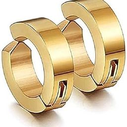 Magnetic Non Piercing Round golden Clip Stud Stainless Steel Men unisex earring gold color-image-53