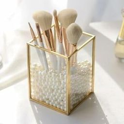 ARTINCO Art India Collections Brass Glass Golden T-Light Holder Votive For Diwali Decoration 3X3X4 Inch, Cosmetic Display Cases-image-65