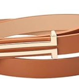 Fashion Belt for Women, PU Leather Belts for Women, Stylish Simple Metal Buckle Waist Belt for Dress Blouse Blazer, Brown-picture-24