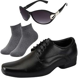 l Men Black Lace Formal Shoes with Dark Gray & Women Gaga Black-image-82