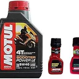 Motul SCOOTER POWER LE 4T 5W-40(800ml)100% Synthetic Oil for Bikes,Engine flush & Petrol system combo-2