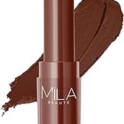 PREMIUM Beauté Creamy Comfort Matte Long-Lasting Lipstick for Women | Highly Pigmented & Hydrating Lipstick with Jojoba | Single Swipe Application | Suitable for Indian Skin Tones - CHOCO BROWNIE-SH7711-image-73