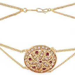Zaveri Pearls Pink Dazzling Austrian Diamonds Floral Bridal Head Chain For Women-ZPFK14066-image-32