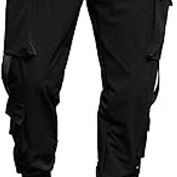 Maniac Mens Solid Black Loose Fit Polyester Cargo Trackpant-picture-12