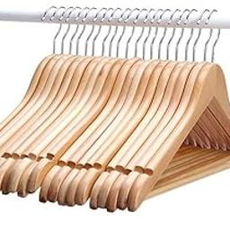 STAR WORK Multi Functional Solid Wooden Natural Finish Suit Coat Hangers with 2 Shoulder Notches 360 Degree Swivel Hook (30)-image-42
