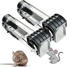 LUPINEZ Humane Mouse Trap | Automatic Humane Non Toxic Rat and Mouse Trap | Rat Catcher and Rodent Trap for Mice | Rat Trap Cage for House Garden Patio | Mouse Catcher Trap (Transparent), Pack Of- (2)-18