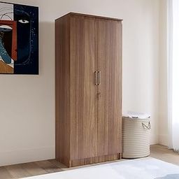 neuspace Duo Engineered Wood 2 Door Wardrobe (Finish Color - Leon Teak, Knock Down)-image-8
