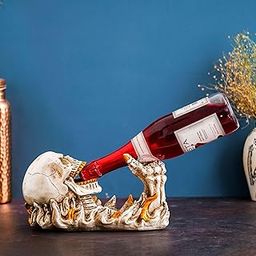 DSILVER LUXE Wine Racks Wine Bottle Holder Skull Sculpture Wine Bottle Holder Decorative Ployresin Cranium Gift Ornament Accessories Wine Racks Bottle Rack-image-62