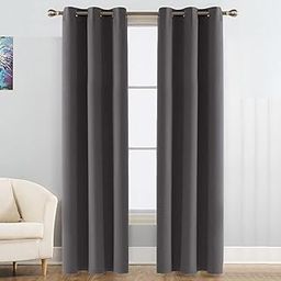 HOME UTSAV 2 Piece Faux Silk Solid 100% Opaque Blackout Curtains for Door 7 Feet, Grey-picture-31