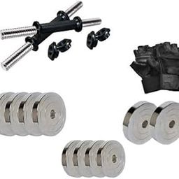Protoner 25 Kg Steel Dumbells Sets, Steel Plates with Dumbells Rods with Leather Gym Gloves-picture-12