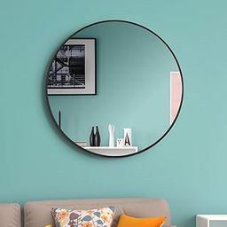 Kohler Essential Round Mirror for Wall | HD Reflection with 100% Silver Coating | Decorative Mirror for Bedroom/Living Room/Bathroom | Matte Black Aluminium Frame, 559 mm-picture-13