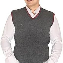 Mayanshi Creations Men's Half Sleeves V Neck Solid Woolen Grey Black Sweater for Winter_MENSSWEATER-11-picture-52