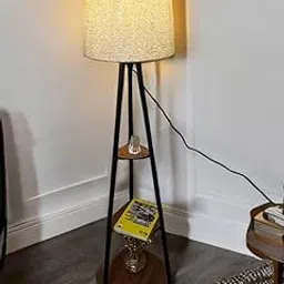 SECURE DECOR Tripod Floor Lamp with 3 Shelves, Cotton White, Metal Corner Floor Lamp for Living Room & Bedroom Decoration-picture-44