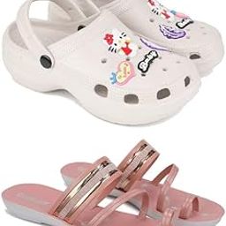 Premium Comfortable Regular Wear Women Clogs with Stylish Flats Fashion Sandal for Women's & Girls-Combo(2)-O10-1944-7 Pink-3531-34
