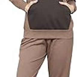 Riza Imported Jacquard Fabric Round Neck Full Sleeves Relaxed Fit Plain Night Suit Set/VNS-1102-image-17