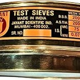 Jayant Test Sieve 200 mm Diameter BBS - 200 and ASTM - 200, 75 micron Pack of 1 stainless steel Mesh with Brass Frame For Laboratory and Uniform Fabrication for Smooth-Nesting-0