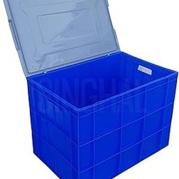 SINGHAL Plastic Crate with Lid, 600x400x425 MM Multipurpose Heavy Duty Big Blue Portable Crates for storage | Shelf Basket for Large Storage Bin | Vegetable, Fruit, Milk-image-50