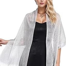 Silver Thread Women Elegant Multi Purpose Stole Scarves For Evening Dresses Female Long Tassels Bridesmaid Party Wedding Accessories Scarf Shawl Metallic Fring -200x60 cm-image-40
