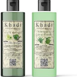 Khadi Natural Herbal Amla Bhringraj Shampoo and Aloevera Conditioner Combo || Suitable For Hair Growth | Dry and Frizzy Hair - Controls Hair Fall Parben And Sls Free (200ml Each)-picture-13