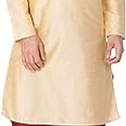 Men Cotton Silk Kurta and Cowl Dhoti Pant Set (Gold_VASMKGO001nCDMA_44)-picture-10