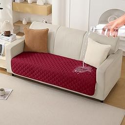 HOKIPO Polyester Quilted Waterproof Sofa Cover Mats For 1/2/3 Seater Sofa And L Shape. Make Your Own Sofa Cover Set,Mat Length 81(D)X 60(L)Cm,Maroon(Ar-4963-W3)-image-35