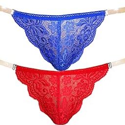 Women Blue, Red Self Design Cotton Blend Thong Panty Pack of 2 (SN0752-FS)-image-26