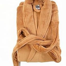 Cotton Bolls Textiles Luxury Plush Microfiber Bath Robe For Women & Men (L, BROWN) Shawl Collar Style Bathrobe With Long Sleeves Super Soft Highly Absorbent Fabric-image-5