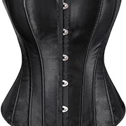 Women's Bustier Corset Top Sexy Lingerie Sets Black Satin Waist Cincher-image-59