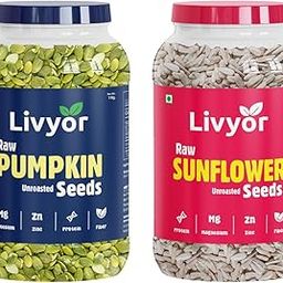 Livyor Raw Pumpkin Seeds for - 1kg + Sunflower Seeds - 1kg Combo pack for eating | Fibre Rich | Healthy Superfood | Immunity booster | Pack of 2-image-83