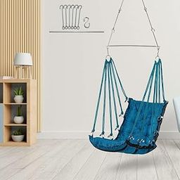 Swingzy Soft Leather Velvet Hanging Swing Chair/Swing for Adult/Swing for Indoor & Outdoor/Swing Chair for Adults for Home, 200 Kgs Weight Capacity (Blue, Free Hanging Accessories, Cotton)-image-25