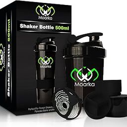 Moarka Protein Shaker Bottle - Leak Proof Protein Mixer Cup - Non-Slip Gym Protein Blender Bottle with Supplement and Pill Storage Container (Black)-image-48