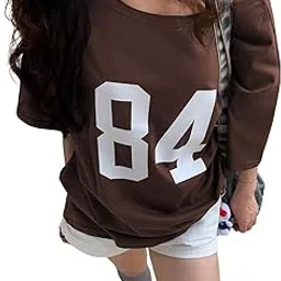 sxv style Off Shoulder Brown 84 Women's Summer Digital Printing Asymmetric Neck Short Sleeve Casual Loose T-Shirt Graphic Tees-picture-36