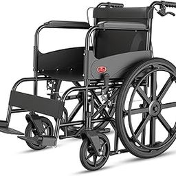 EASYCARE Foldable WITH Hand & Attendant Brake Wheelchair for Old People and Patient, Suitable for Indoor & Travel-Friendly with Adjustable & Comfort Seat Belt with Footrests, Wheel Chair - Weight Capacity 120 Kgs-16