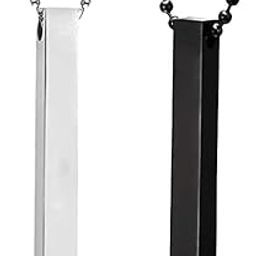Men's Jewellery 3D Cuboid Vertical Bar/Stick Stainless Steel Locket Pendant Necklace for Boys and Men-image-33